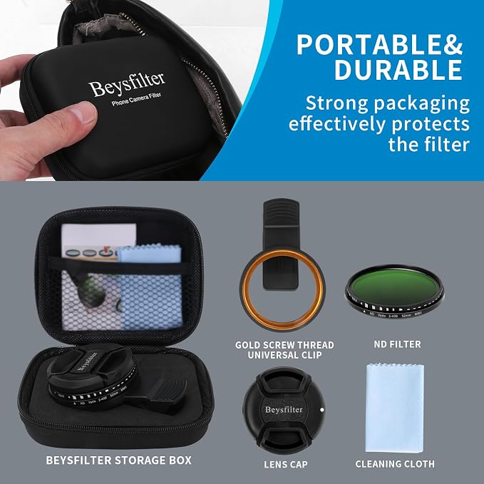 Phone 52MM Variable ND2-ND400 Filter, Multi-Coating Clip Adjustable Neutral Density Lens Kit, Compatible with iPhone 16/15/14/13 Pro Max, Samsung Galaxy, Google Pixel and Other Smart Phones - Image 7