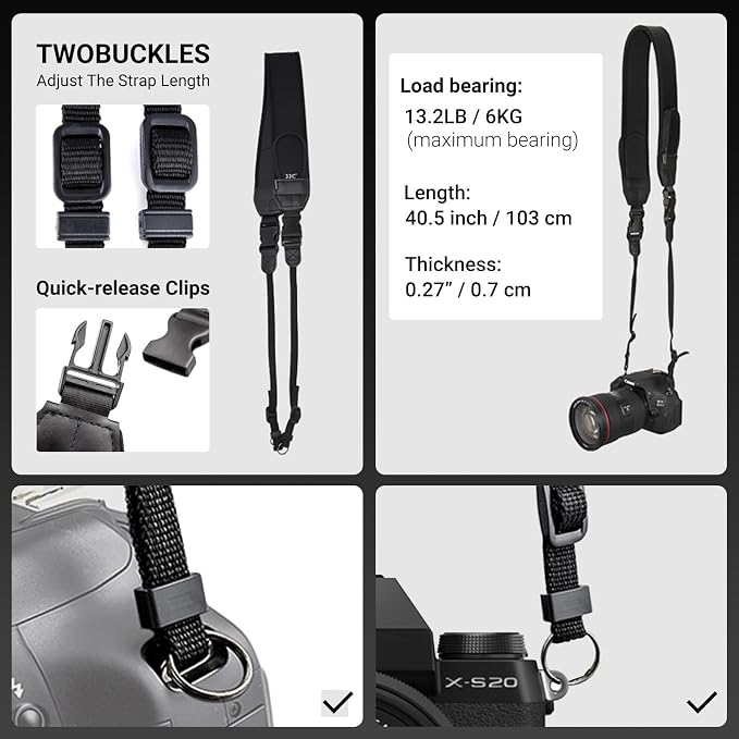 Soft Camera Shoulder Strap Neck Strap for Canon R6 R5 Mark II R7 R8 R50 R10 Nikon Z8 ZF ZFC Z7 Z6 III II Z5 Z50, Mirrorless Camera Strap with 2 Zipped Pockets for Camera Battery SD Memory Card Storage - Image 5