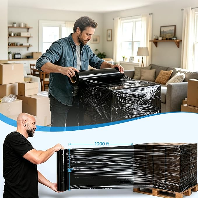 TICONN Stretch Wrap Roll, 18 in x 1000 ft Plastic Wrap for Moving Furniture | Odorless Industrial Strength Stretch Film, 300% Stretchability, Self-Adhering, Ideal for Furniture, Box Protection - Image 4