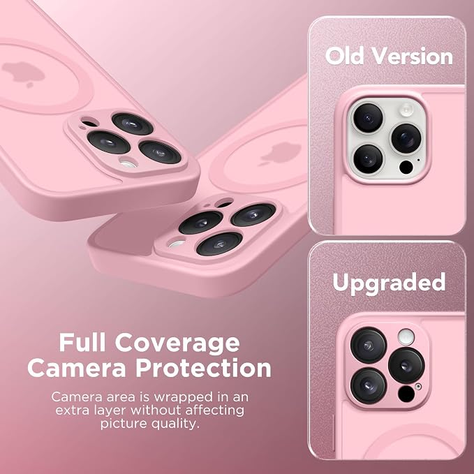 CAPRARO for iPhone 16 Pro Case, Compatible with MagSafe | Upgraded [Full Camera Protection] Protective Translucent Matte Women Girl Magnetic Phone Case Cover, Peach Pink - Image 6