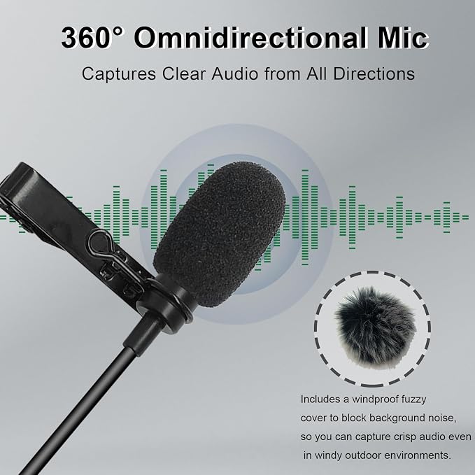 Lavalier Lapel Microphone Compatible with Sennheiser Wireless System Bodypack Transmitter EW100 G4 EW300 G1 G2 G3, EWD1, ME2, ME3, ME4 Omnidirectional Condenser Mic (3.5mm Screw Lock Plug) - Image 5