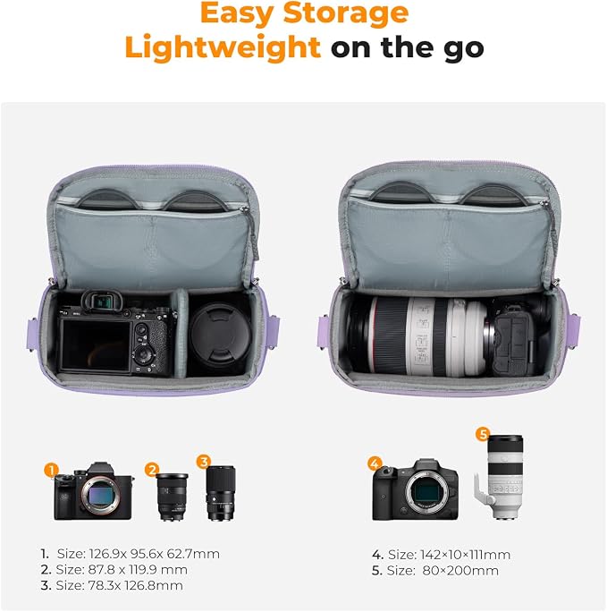 K&F CONCEPT Camera Sling Bag Small Crossbody Case | For DSLR/SLR Camera, Cute & Compact, Shoulder Photography Bags, Compatible for Canon/Nikon/Sony, BS09 - Image 3
