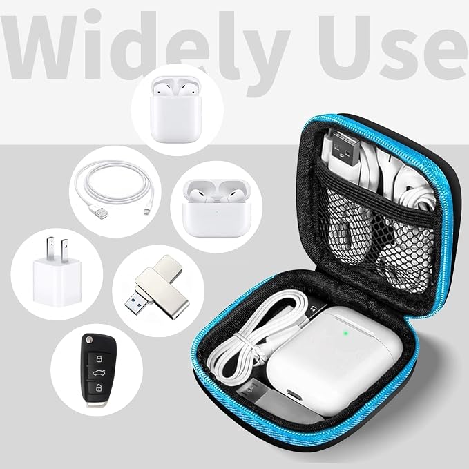 5 Pack Earbud Case Storage Bag with Carabiner for Headphones, Square | Portable EVA Carrying Case, For Wired/Wireless Headphones, SD Card Storage, Camera Chip - Image 2
