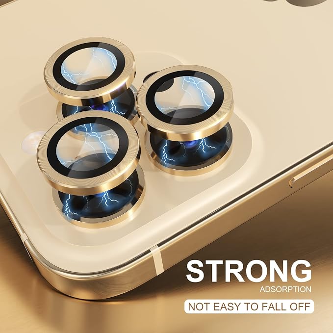 Choiche for iPhone 14 Pro/iPhone 14 Pro Max Camera Lens Protector | Ultra HD, 9H Tempered Glass Camera Cover Screen Protector Metal Ring Decoration Accessories (Gold) - Image 6