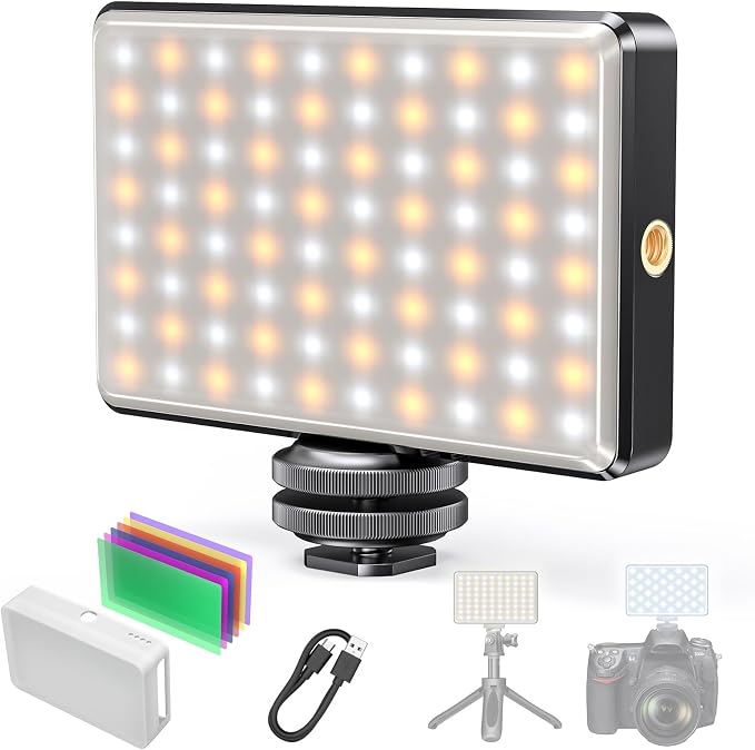 80 LED Video Light, Portable USB Photo Light Dimmable 2500-9000K CRI 95+ 3000mAh Battery with Colored Filters and Clip, Photo Lamp for Phone/iPad/Camera by SEAEYES