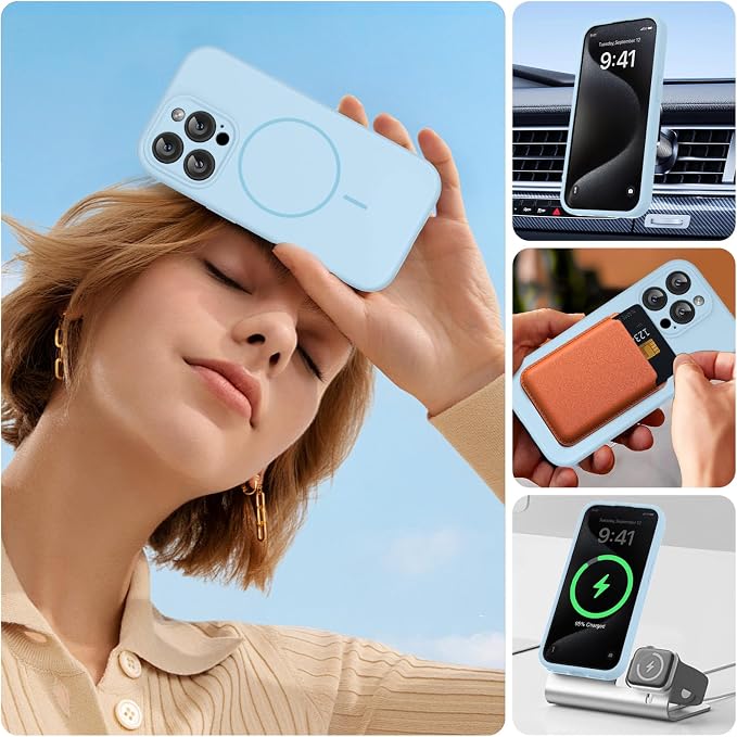 Miracase Magnetic for iPhone 15 Pro Case, Silicone, Soft Microfiber Lining - Image 6