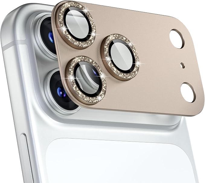 for iPhone 17 Pro Camera Lens Protector, Glitter Gray | [Military Grade Shatterproof] [Strong Adsorption] [Case Friendly] Matte Metal Tempered Glass Camera Screen Cover Accessories by Beuxece