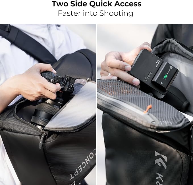 K&F CONCEPT Camera Backpack, 22L Expandable Camera Bag with Rain Cover | with Tripod Holder & 15.6in Laptop Compartment, Quick Access & Water Resistant, Travel & Outdoor, Magic Chamber, B06 - Image 4