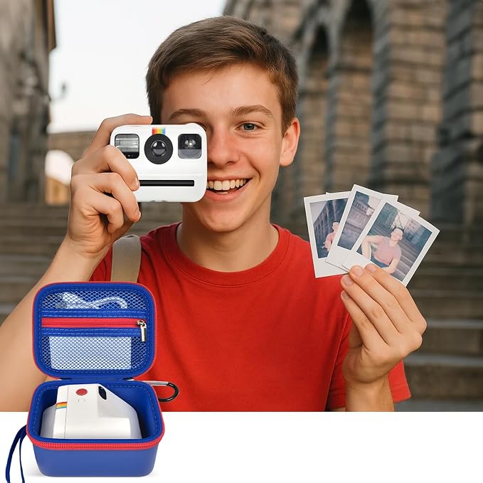 ANKHOH Case for Polaroid Go Gen 2/3, for Polaroid Go 9035/9071/9070 | PU shell with padded interior and removable wrist strap stores film, photos and cables, Case Only - Image 8