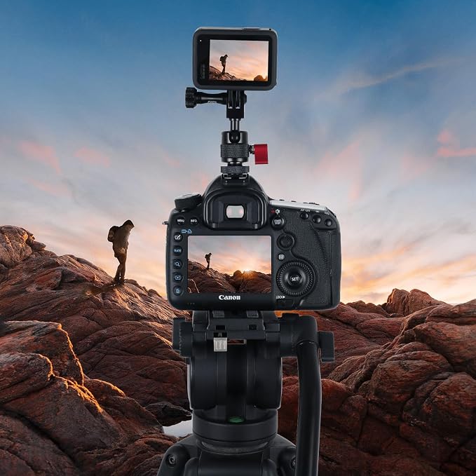 HSU Cold Shoe Mount Adapter with 1/4”-20 Screw Hole | Aluminum 360° Rotation Camera Tripod Mount for GoPro Hero 13/12/11/10/9/Osmo Action, Tripod Selfie Stick, DSLR Camera Flash - Image 7