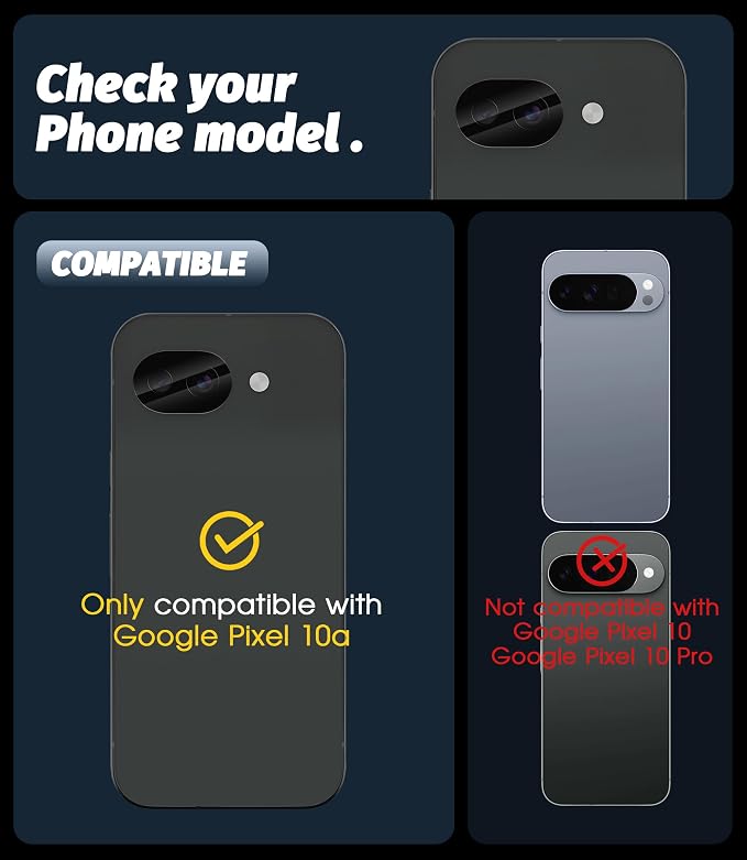 Orzero (3 Pack Camera Lens Protector Compatible for Google Pixel 10a, Protector de Cámera Tempered Glass 9H High Definition Anti-Scratch Bubble-Free Case Friendly - Image 2