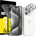 NEW'C 3x for iPhone 15 Pro Screen Protector (6.1 inches)+ 3x Camera Lens Protector, Sensor Protection, Case Friendly Tempered Glass Film + Dust Plug- Easy installation tool include by NEWC