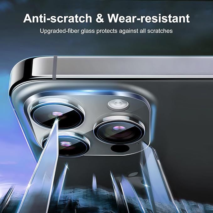 Camera Lens Protector (3 Pack) Compatible with iPhone 15 Pro 6.1" & iPhone 15 Pro Max 6.7" Camera Lens Cover Protection, 9H Tempered Glass, HD Clear Anti-Scratch [Does Not Affect Night Shots] - Image 2