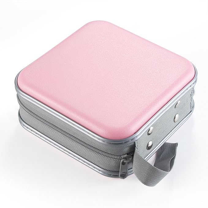 LIOVODE DVD Case, 48 Capacity Hard Plastic CD Case Holder for Car | DVD Storage, Hand Strap, Zipper Closure, Scratch-Resistant Sleeves, CD Storage for Music Blu-Ray Game Disc for Travel Office - Image 5