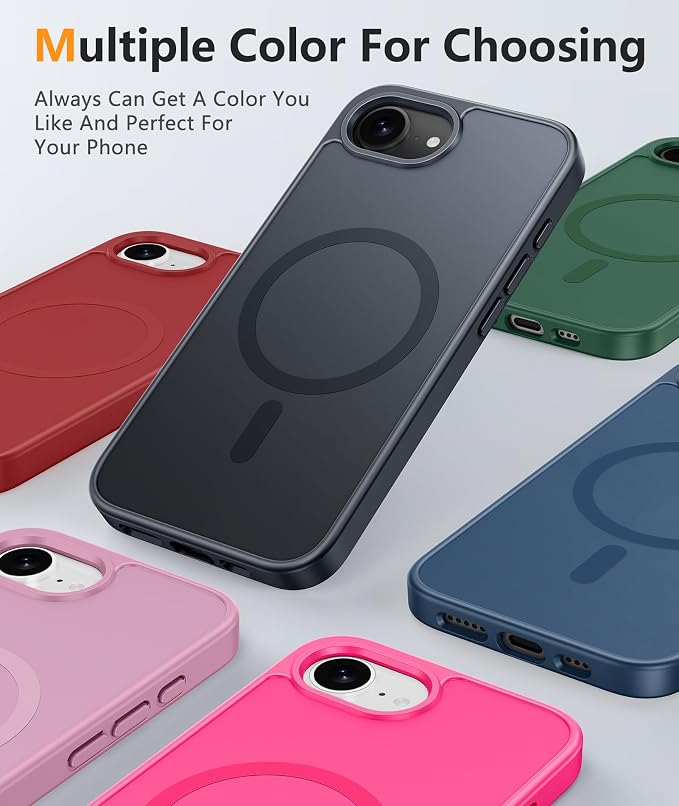 FNTCASE for iPhone 17e/ iPhone 16e Case, Fit for Magsafe, Screen Protector | Matte Magnetic Back, 14FT Military Grade Drop Protection, Shockproof Protective Phone Cover, Full Black - Image 4