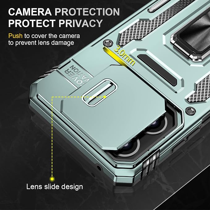 for Moto G 2025 Case with Screen Protector and with Camera Cover, 360°Military Grade Rotatable Kickstand (Heavy Duty) Shockproof Protective, Case for Google Pixel Alpine Green - Image 6