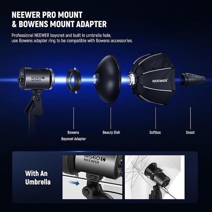 NEEWER MS60C RGBWW LED Video Light with 2.4G/App Control, 65W Metal Mini | RGB COB Continuous Output Lighting, Bowens Mount Handheld Spotlight, 2700K-6500K 8300lux CRI 97+/TLCI 98+ 17 Effects + RGBCW - Image 8