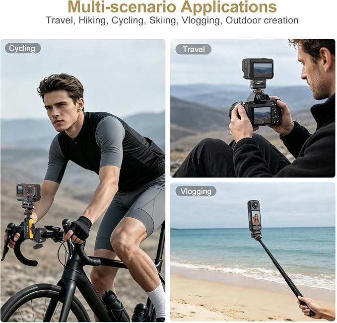 MINIFOCUS Magnetic Cold Shoe Adapter Mount, 360° Rotatable 160° Tilt Action Camera Hot Shoe Mount with 1/4" Screw Hole Compatible with Insta360 Ace Pro/Ace Pro2/X4/X4 Air/X5 - Image 8