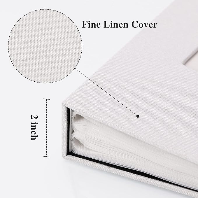 Vienrose 4x6 Photo Album,300 Pockets,Linen Cover with Window,White | Linen Hardcover, Slip In Photo Book, Family Memory Album, Travel Keepsake - Image 4