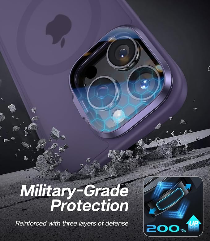 VOFATA [Upgraded] for iPhone 16 Pro Case with Camera Cover Stand [Fit for MagSafe][9H Camera Lens Protector] Mil-Grade Protection Translucent Matte Magnetic iPhone 16 Pro Phone Case, Purple - Image 5