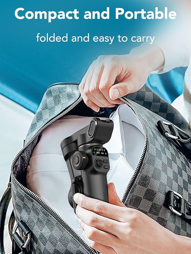 AOCHUAN Gimbal Stabilizer for Smartphone,NO APP Tracking,20CM Extension Rod,Face & Object Tracking stabilizer for iPhone & Android,3-Axis OLED Gimbal for Video Recording-AOCHUAN Smart X2AI Black - Image 7
