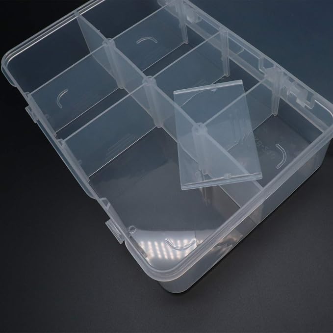 Xiaoyztan 8-Bin Clear Plastic Organizer with Adjustable Dividers 7.3x4.9in | 8-grid clear organizer with adjustable dividers for jewelry, beads, tackle, and crafts - Image 4