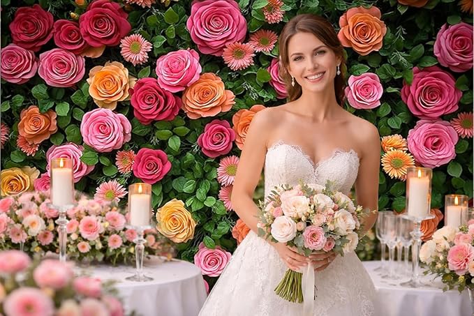 7X5ft Floral Backdrop for Photography Valentine's Day Backdrop Wedding Backdrops Spring Flower Photography Backdrop Mother's Day Backdrops for Photographers Studio Props 049 - Image 2