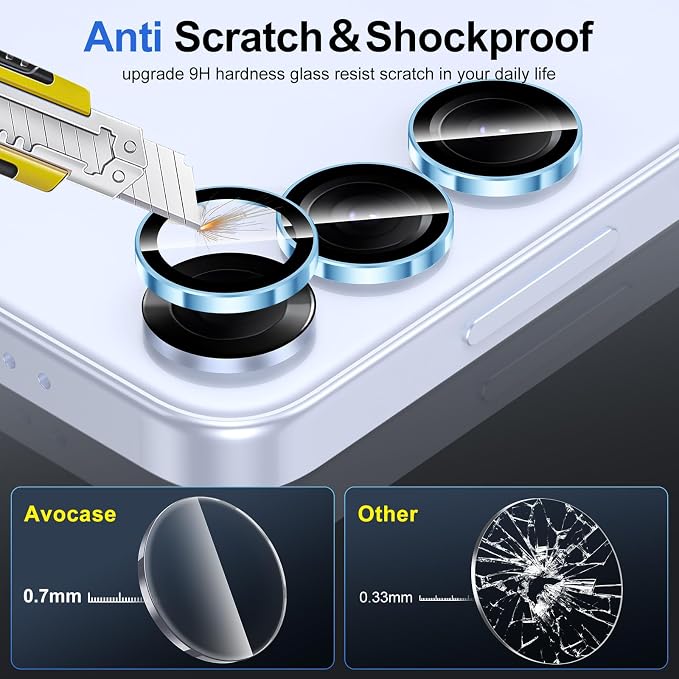for Samsung Galaxy S25 Plus Camera Lens Protector, Individual Metal Ring Tempered Glass Lens Cover, [Strong Adsorption] Scratch Resistant Ultra-Thin HD Clear Lens Cover, 1 Set-Blue Ring - Image 3