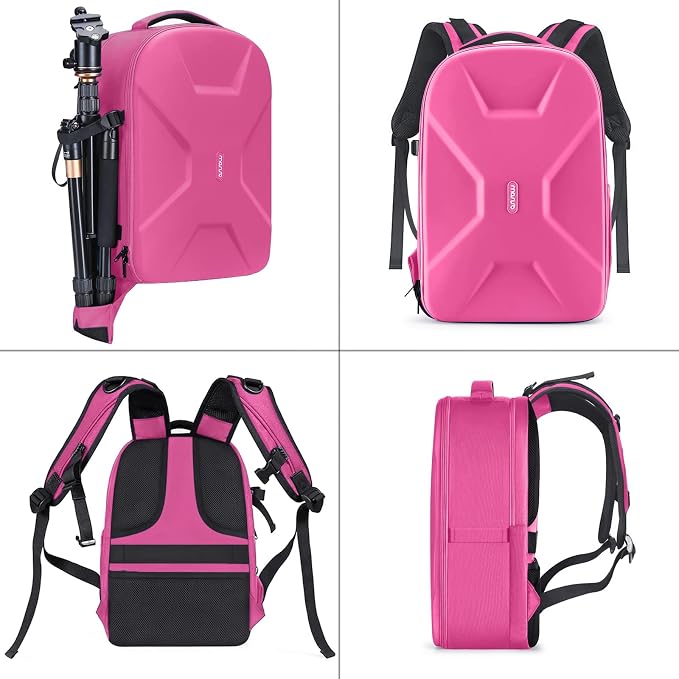 MOSISO Camera Backpack, DSLR/SLR/Mirrorless Photography Camera Bag | 15-16 inch Waterproof Hardshell Case with Tripod Holder&Laptop Compartment Compatible with Canon/Nikon/Sony, Rose Red - Image 5