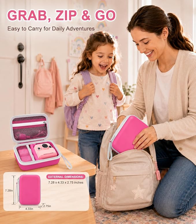 Kids Instant Print Camera Case for DYLANTO for ESOXOFFORE Cameras | Portable Digital Camera Case Organizer for ETIKEZ for YTETCN for DUDUDRAGON with Pocket for Accessories (Box Only)- - Image 5