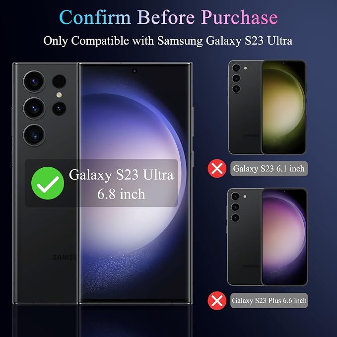 LYWHL [2+2 Pack] for Samsung Galaxy S23 Ultra Matte Privacy Screen Protector [Compatible Fingerprint] Anti-Spy Anti-Glare Full Adhesive Flexible Film + Camera Lens Glass Protector - Image 2