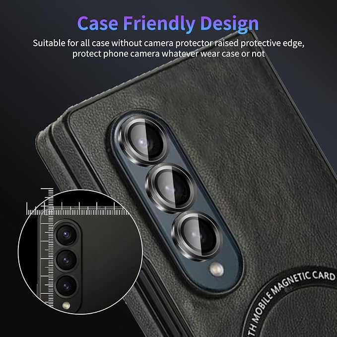 Camera Lens Protector for Samsung Galaxy Z Fold 4,1 Pack | Tempered Metal Glass Camera Cover Film,HD Clear,Anti-Scratch Lens Screen Protector Film,Case Friendly,Black Titanium - Image 7