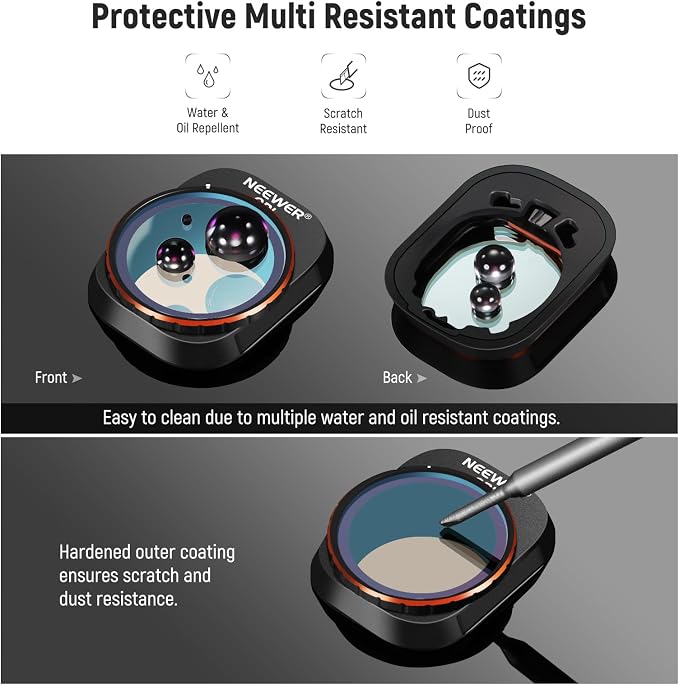 NEEWER ND CPL Filter Set Compatible with DJI Mini 4 Pro, 4 Pack Multicoated HD Optical Glass Screw On ND16 ND64 ND256 Circular Polarizing Neutral Density Filter Drone Accessories + 2X Cleaning Cloth - Image 7