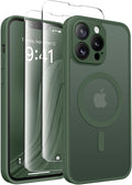 CAPRARO for iPhone 14 Pro Case, Compatible with MagSafe | Upgraded [Full Camera Protection] Shockproof Protective Slim Translucent Matte Magnetic Phone Case 6.1'', Deep Green by CAPRARO
