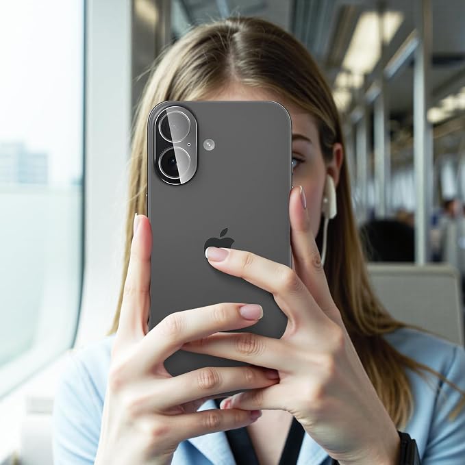 FanTEK Camera Lens Protector Compatible with iPhone 16/16 Plus, 9H Tempered Glass Camera Screen Cover, Ultra HD Clear Acrylic Full Coverage Guard, Case Friendly - Image 7