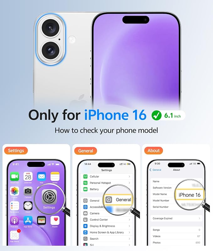 FNTCASE for iPhone 16 Case, Fit for Magsafe, Screen Protector, Purple | Full Camera Protection, Translucent Matte, 14FT Military Grade Drop Proof, Shockproof Protective Phone Cover - Image 2
