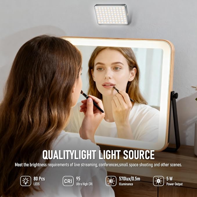 80 LED Video Light, Portable USB Photo Light Dimmable 2500-9000K CRI 95+ 3000mAh Battery with Colored Filters and Clip, Photo Lamp for Phone/iPad/Camera - Image 3