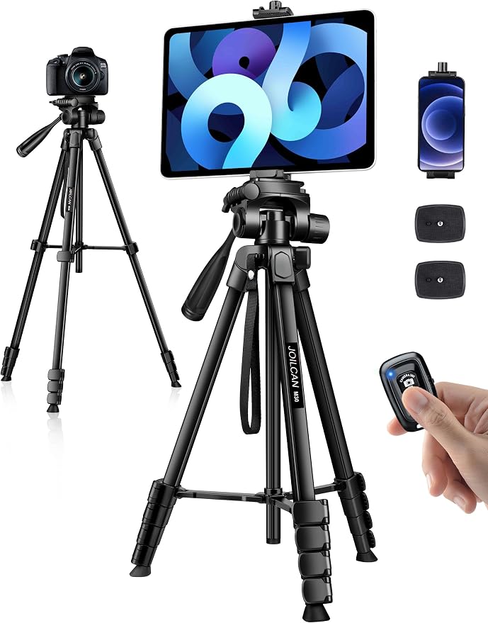 JOILCAN Phone Tripod Stand, 68" Tripod for iPad iPhone Tablet with Remote | Travel Aluminum Tripod with Tablet Holder Carry Bag for Video Recording Photos Vlog Compatible with iPad Pro iPhone Camera by JOILCAN