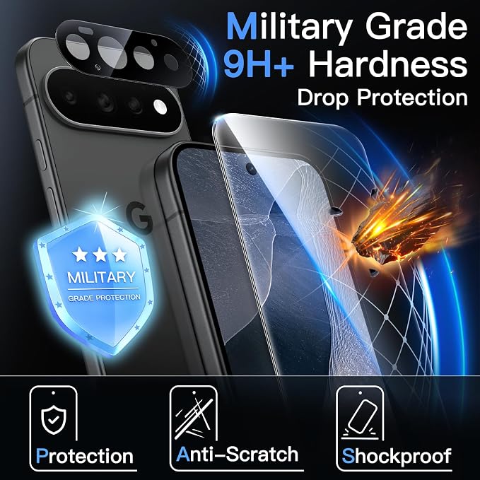 JETech Screen Protector with Lens Protector for Google Pixel 11 Pro | 2+2 Pack, 9H+ Shatterproof Tempered Glass, Easy Installation, Fingerprint Unlock Compatible, High Clarity, Anti-Fingerprint - Image 4