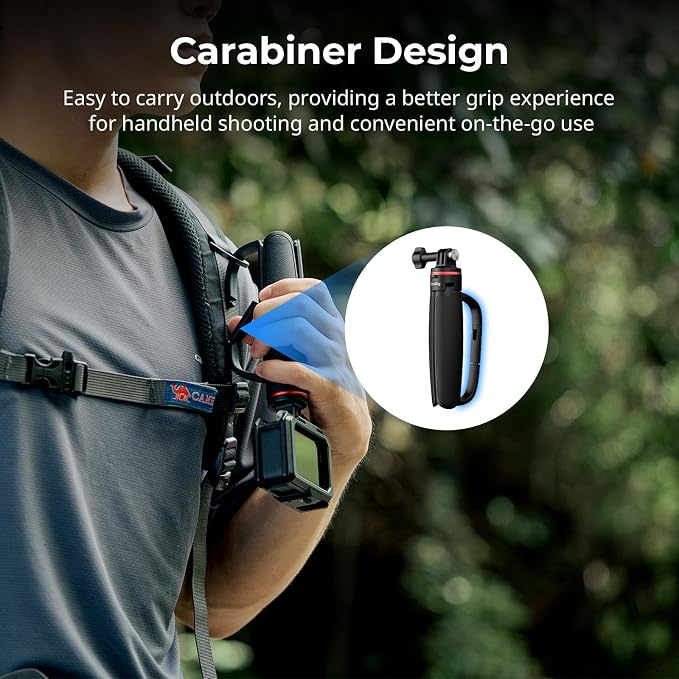 SMALLRIG Portable Action Camera Tripod, 6.5-13.6in Extendable Selfie Stick | Carabiner with Mantis Hook, Mini Table Tripod for DJI Osmo Action 6/5 pro/4, for GoPro 13/12/11, for Insta360 Ace Pro 2 -5568 - Image 2