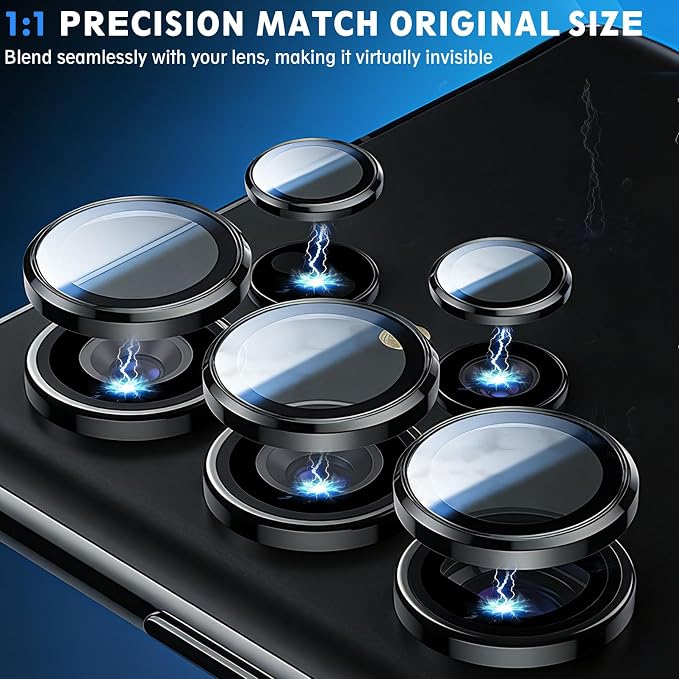 SiHPuoy 2Set Camera Lens Protector for Samsung Galaxy S26 Ultra, Black | 9H+ Tempered Glass, Military Grade Shatterproof, Anti-Scratch,Case Friendly,HD Metal Camera Cover,Does not Affect Night Shots - Image 5