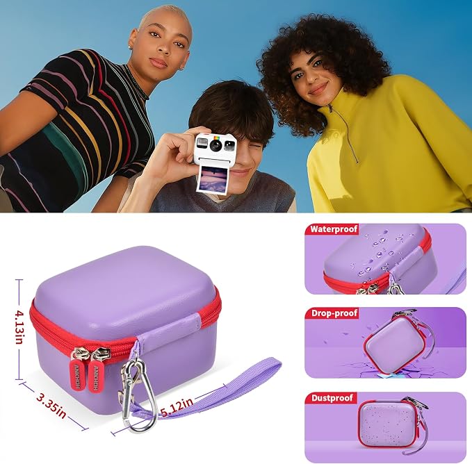 ANKHOH Case for Polaroid Go Gen 2/3, for Polaroid Go 9035/9071/9070 | PU shell with padded interior and removable wrist strap stores film, photos and cables, Case Only - Image 3