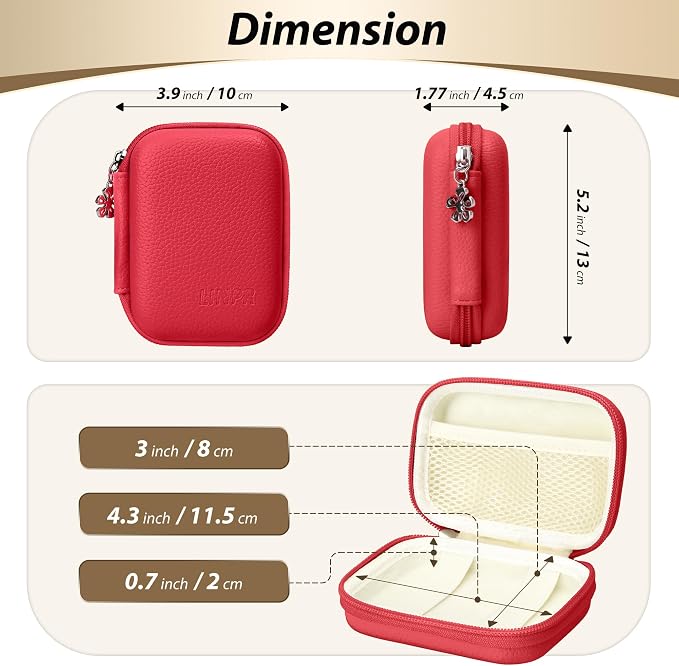 Digital Camera Case for KODAK PIXPRO FZ55/FZ45, Case Only, Tomato Red | Fits CAMKORY DC403 and Canon PowerShot ELPH 360 HS Compact Digital Cameras, Small Hard Shell Camera Pouch with Mesh Pocket - Image 2
