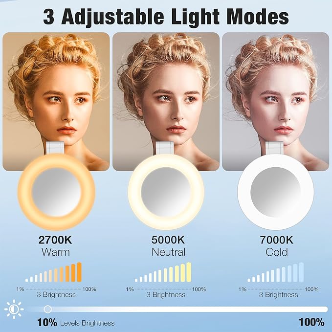 Magnetic Selfie Light,Phone Light Compatible with iPhone Magsafe | 360° LED Selfie Ring Fill Light with Mirror for Selfies/Photography/TikTok/Zoom Calls/Video Conference - Image 3
