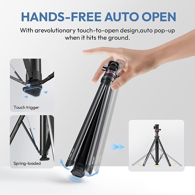 ULANZI MT-80 Aluminum Tripod Stand, 7FT Auto Pop-Up Camera Light Tripod | 11LB Max Load , 1/4" Screw, 360° Ball Head, 360° Rotates, Portable Video Light Stand for DSLR Camera, Ring Light, Video Rig - Image 2