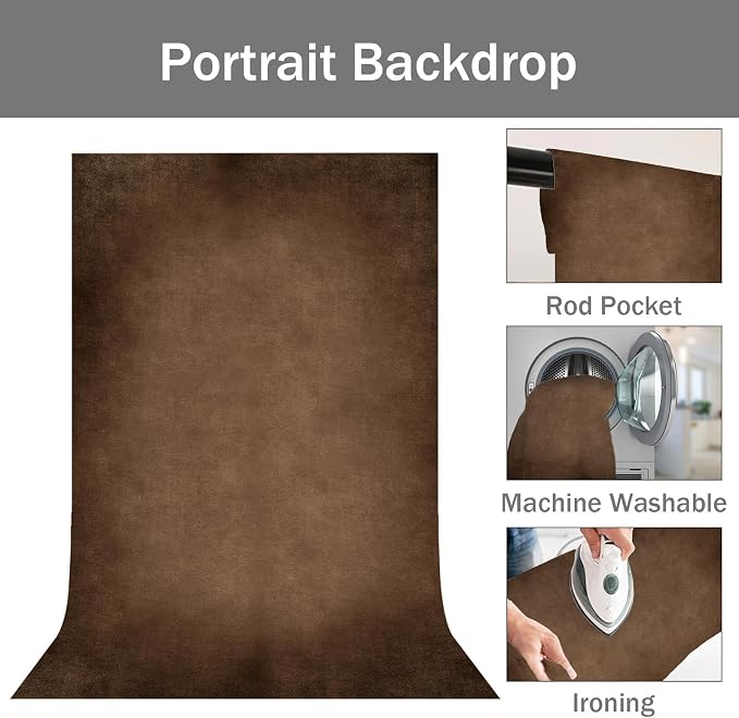Brown Photography Backdrops for Photoshoot, Abstract Fabric 5x7ft | Vintage Studio Photo Backgrounds, Non Reflective, Easy to Use, for Portrait, Headshot, Product - Image 5