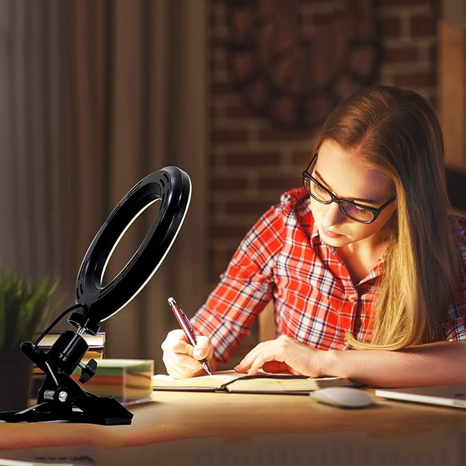 Ring Light 5 Inch USB Portable, 3200K-6500K Dimmable LED Clip on for Laptop Computer Monitor Phone, Content Creator Makeup Conference Selfie Video (Black) - Image 4