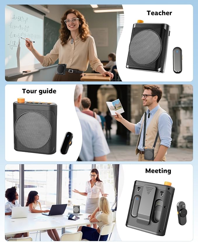 Tearstone Voice Amplifier for Teachers with Bluetooth, Dual Magnetic Mics | Portable Rechargeable Speaker with Clip-On Lapel Microphones for Classroom, Tour Guide, Public Speaking, Training (Black) - Image 7