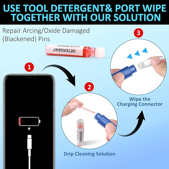 iPhone Cleaning Kit for Charging Port Cleaner AirPod Phone, Dark Blue | Multi-Tool, iPhone Cleaner, Repair Lightning Cable USB C Speaker Charger iPad Connector, Compact Portable, with Storage Case - Image 6