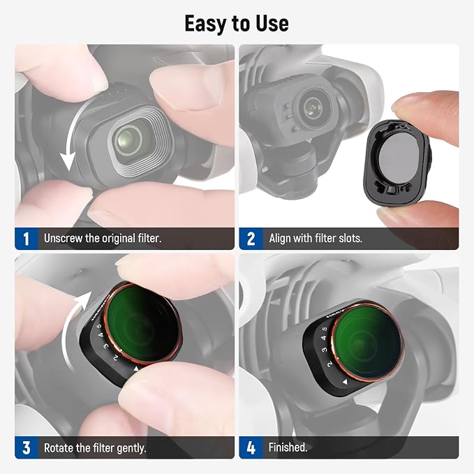NEEWER Variable ND Filter Compatible with DJI Mini 4 Pro, ND2-32 1-5 Stops Snap On Multicoated HD Optical Glass Metal Slim Frame Drone Camera Lens Accessories for Aerial Photography Video Recording - Image 8